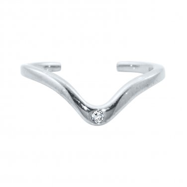 Silver Dew Chevron Curved 925 Sterling Silver Adjustable Toe Ring For Women