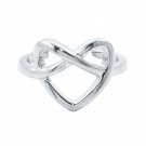 Silver Dew Interlock Heart Toe Ring 925 Sterling Silver Adjustable Size for Daily Wear