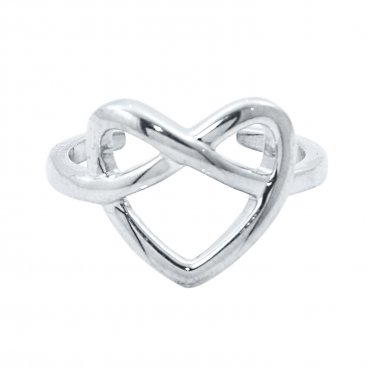 Silver Dew Interlock Heart Toe Ring 925 Sterling Silver Adjustable Size for Daily Wear
