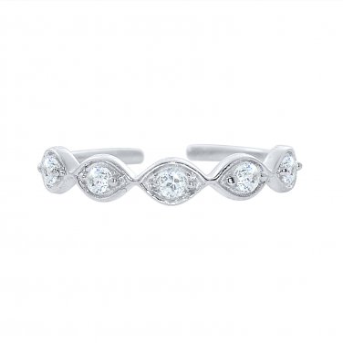 Silver Dew 925 Sterling Silver Marquise Shape CZ Diamond Adjustable Toe Ring For Women