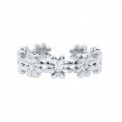 Silver Dew Floral Adjustable Toe Ring In 925 Sterling Silver White Gold Rhodium Plated