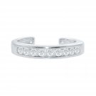 Silver Dew Channel Setting Adjustable Toe Ring in 925 Sterling Silver Metal, Gifts for Her