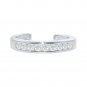 Silver Dew Channel Setting Adjustable Toe Ring in 925 Sterling Silver Metal, Gifts for Her