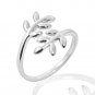 Silver Dew Bypass Leaf 925 Sterling Silver Adjustable White Floral Toe Ring Gift for Her