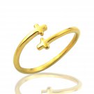 Silver Dew Open Bypass Cross Adjustable Toe Ring Yellow Gold Over 925 Sterling Silver