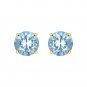 Aquamarine Blue 5mm Solitaire Studs Earring in 14k Yellow Gold Plated Over Silver for Women