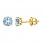 Aquamarine Blue 5mm Solitaire Studs Earring in 14k Yellow Gold Plated Over Silver for Women
