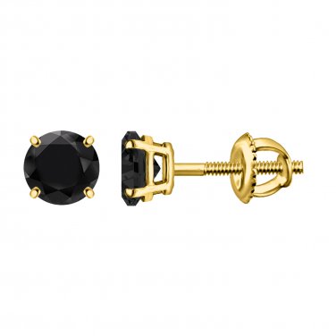 925 Sterling Silver Black Spinel 14k Yellow Gold Rhodium Plated Solitaire Stud Earring By Silver Dew