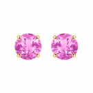 Silver Dew Solitaire Studs Pink Tourmaline Earrings 14k Yellow Gold Plated Over 925 Sterling Silver