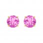Silver Dew Solitaire Studs Pink Tourmaline Earrings 14k Yellow Gold Plated Over 925 Sterling Silver
