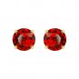 Round Red Garnet Solitaire Stud Earring For Women in 925 Sterling Silver with 14k Yellow Gold Plated