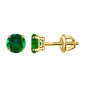 Round Green Emerald 5mm Mini Solitaire Stud 925 Sterling Silver Birthstone Earrings