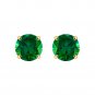 Round Green Emerald 5mm Mini Solitaire Stud 925 Sterling Silver Birthstone Earrings