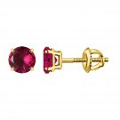 Ruby Earring Stud July Birthstone Gemstone Round Solitaire Minimalist Earrings