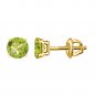 Round Green Peridot Sterling SIlver 925 Earrings Studs in Yellow Gold Plated for Women