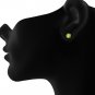 Round Green Peridot Sterling SIlver 925 Earrings Studs in Yellow Gold Plated for Women