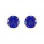 5mm Blue Sapphire Gemstone Studs Earring in 925 Sterling Silver with 14k Yellow Gold Plated