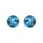 Silver Dew 925 Sterling Silver Yellow Gold Plated Stud Earring Round Blue Topaz For Women