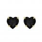 5mm Heart Stone Black Spinel 925 Sterling Silver Studs Earrings in 14k Yellow Gold Plated for Women