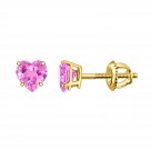Pink Tourmaline Heart Shape Solitaire 925 Silver Stud Earring For Everyday Wear