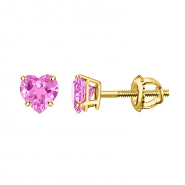 Pink Tourmaline Heart Shape Solitaire 925 Silver Stud Earring For Everyday Wear