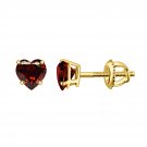 Silver Dew 925 Sterling Silver Red Garnet  Studs Earring For Women In Yellow Gold Plated