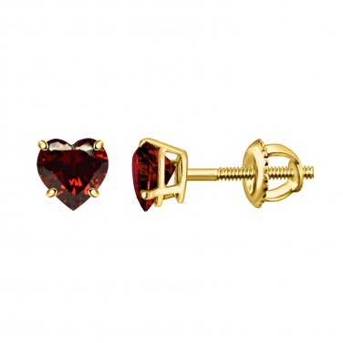 Silver Dew 925 Sterling Silver Red Garnet  Studs Earring For Women In Yellow Gold Plated