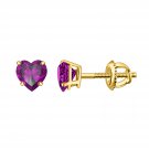 Silver Dew Purple Amethyst Solitaire Heart Stud Earring Daily Wear In 925 Silver For Women
