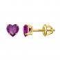 Silver Dew Purple Amethyst Solitaire Heart Stud Earring Daily Wear In 925 Silver For Women