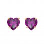 Silver Dew Purple Amethyst Solitaire Heart Stud Earring Daily Wear In 925 Silver For Women