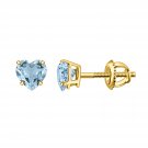 Blue Aquamarine Heart Studs Solitaire 925 Sterling Silver Earrings For Womens