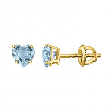 Blue Aquamarine Heart Studs Solitaire 925 Sterling Silver Earrings For Womens
