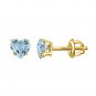 Blue Aquamarine Heart Studs Solitaire 925 Sterling Silver Earrings For Womens