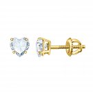 Heart White Cubic Zirconia Studs Earrings in 925 Sterling Silver with Yellow Gold Rhodium Plated