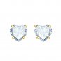 Heart White Cubic Zirconia Studs Earrings in 925 Sterling Silver with Yellow Gold Rhodium Plated