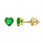 0.94 Ct Green Emerald Heart Shape Solitaire Stud Earrings in 925 Pure Silver with Gold Plated