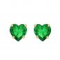 0.94 Ct Green Emerald Heart Shape Solitaire Stud Earrings in 925 Pure Silver with Gold Plated