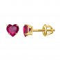 0.94CT Heart Shape Ruby Solitaire 14k Yellow Gold Plated Over 925 Sterling Silver Stud Earrings