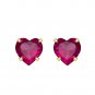 0.94CT Heart Shape Ruby Solitaire 14k Yellow Gold Plated Over 925 Sterling Silver Stud Earrings