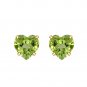 5mm Heart Green Peridot Stone Stud Solitaire Heart Earrings Yellow Gold Plated over 925 Silver