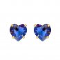 Tiny 5mm Heart Blue Sapphire Earrings Solitaire 925 Sterling Silver Stud in 14k Yellow Gold Plated