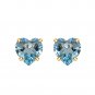 925 Sterling Silver Yellow Gold Plated 5mm Blue Topaz Heart Solitaire Studs Earrings For Women