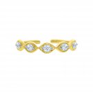Silver Dew 925 Sterling Silver Gold Plated Marquise Shape CZ Diamond Adjustable Toe Ring For Women