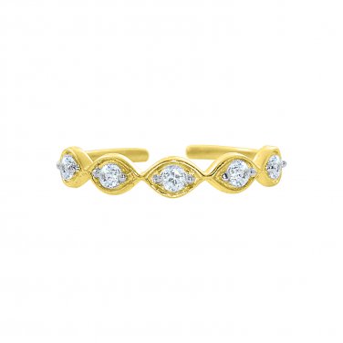 Silver Dew 925 Sterling Silver Gold Plated Marquise Shape CZ Diamond Adjustable Toe Ring For Women
