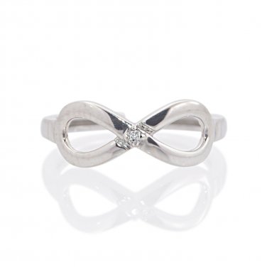 Silver Dew Infinity Solitaire Adjustable Toe Ring in 925 Sterling Silver with 14k White Gold Plated