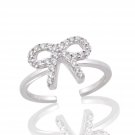 Silver Dew Diamond Bow Adjustable Toe Ring CZ Diamond Toe Ring 14k White Gold Over 925 Silver