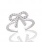 Silver Dew Diamond Bow Adjustable Toe Ring CZ Diamond Toe Ring 14k White Gold Over 925 Silver