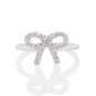 Silver Dew Diamond Bow Adjustable Toe Ring CZ Diamond Toe Ring 14k White Gold Over 925 Silver