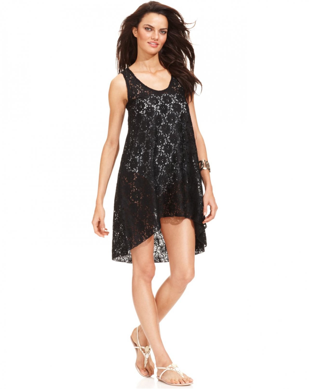 Profile By Gottex Women's Crochet High-Low Beach Dress - Swimsuit Cover Up, Sleeveless Tutti Frutti Collection