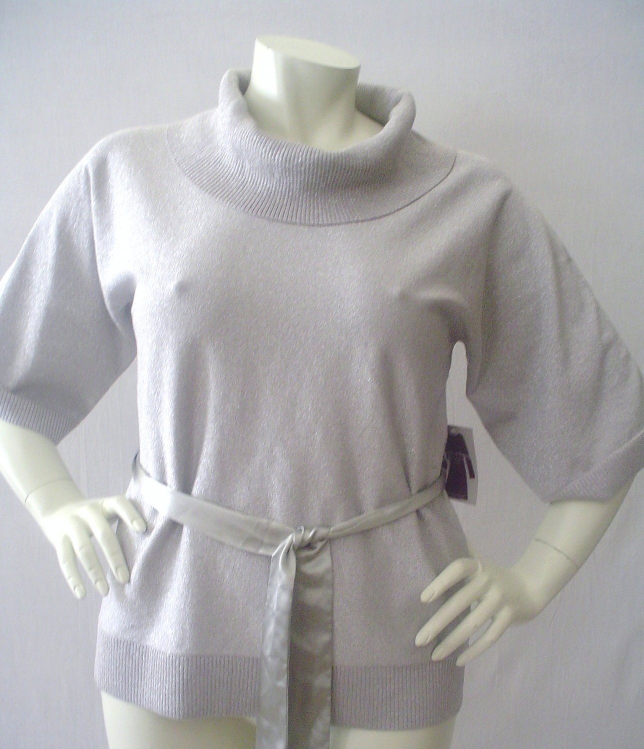 cowl neck silver top